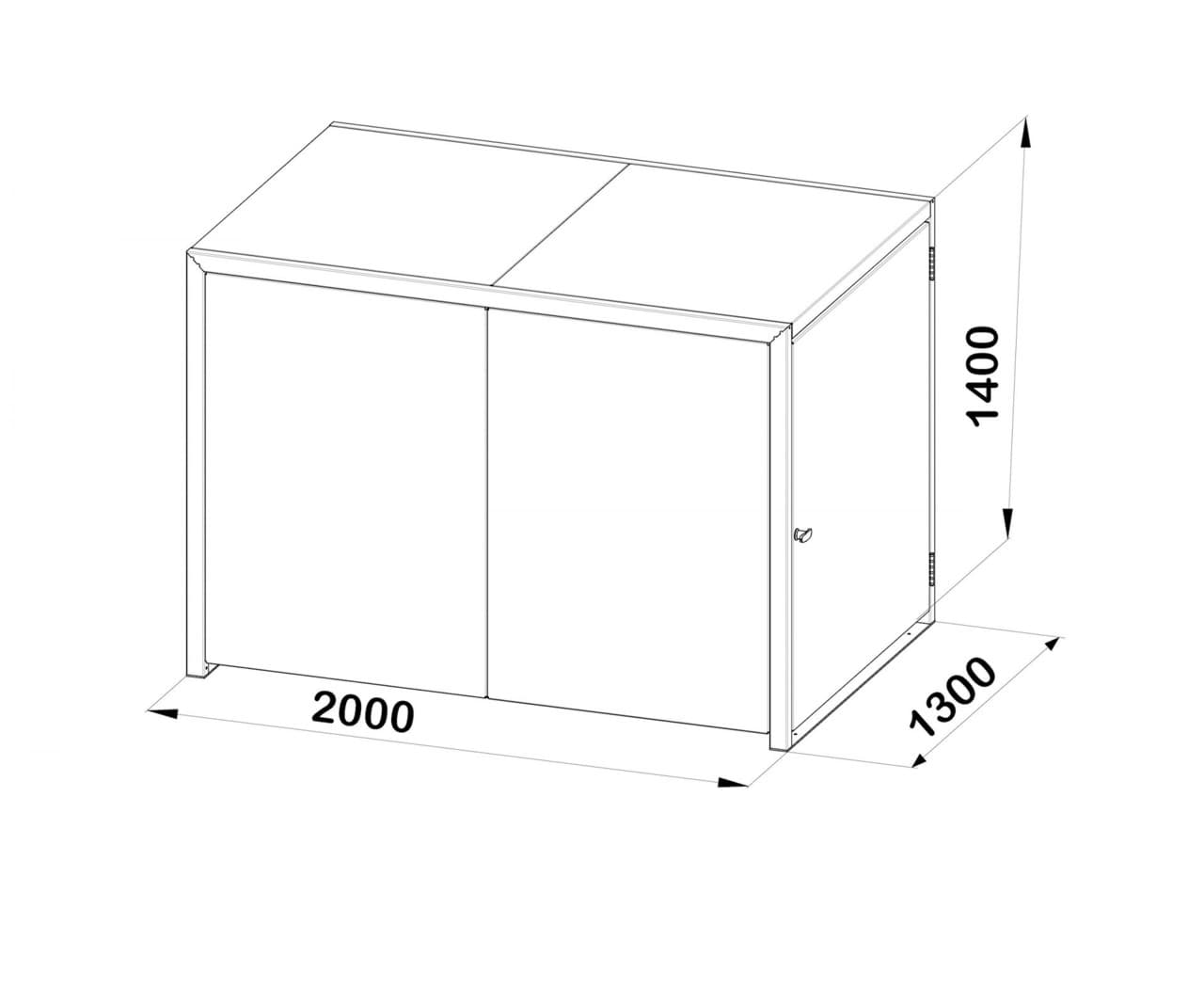 Überdachungen Minigaragen Fahrradbox DUO LMD Maßzeichnung Grundelement